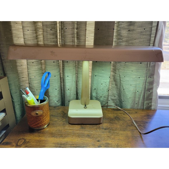 Vintage Mid Century Steel Gooseneck Fluorescent Desk Lamp - works - Picture 2 of 10